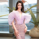 Dreamy Vow Luxury Dubai Lilac Long Evening Dress for Women Wedding Party 2023 Elegant Off Shoulder Arabic Formal Prom Gown 327