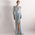Luxury Beaded Long Sleeves Evening Dress with Overskirt SF410