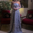 Elegant Pink 3D Flowers Evening Dress with Long Sleeves SS344