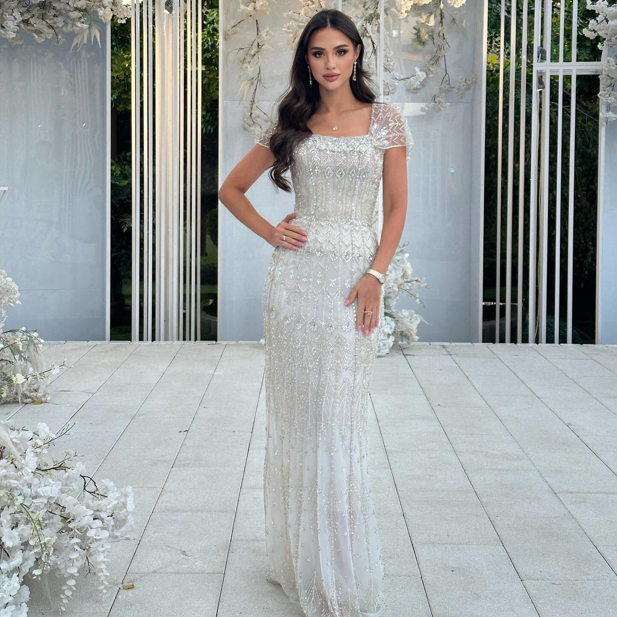Luxury Beaded Off-Shoulder Mermaid Evening Dress SS291