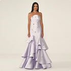 Glamorous Strapless Lilac Tiered Ruffled Mermaid Evening Dress SF587