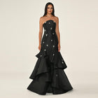 Glamorous Strapless Lilac Tiered Ruffled Mermaid Evening Dress SF587